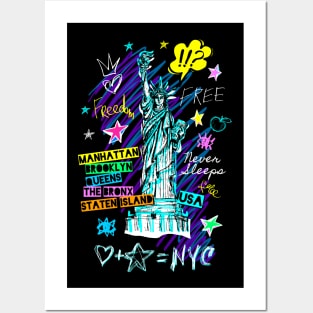 New York City, American liberty, freedom. Cool t-shirt quote trendy fashion Posters and Art